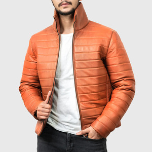 The Icon by Gilani Men's Genuine Leather Winter Bomber Jacket with Zipper Closure Stand-Up Collar <b>Heat</b>-Transfer Printing - Product Image 6