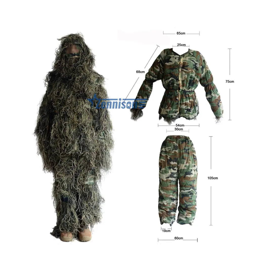 Zennison Outdoor Full Body Ghillie Suit Camouflage 3D Grass camouflage Ghillie Suit