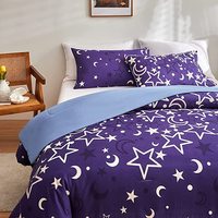 Ensemble de literie Super doux avec étoiles, lune, nuit étoilée, brille dans le noir, housse de couette pour enfants