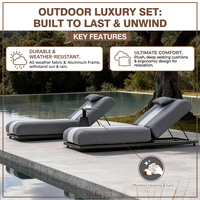 Chaise longue de piscine extérieure moderne et durable en aluminium avec dossier réglable et coussin épais pour hôtels et complexes hôteliers