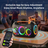Altavoz Portátil para Fiestas Zealot ZE51 250W Original, con Luces RGB de Colores, Control Inalámbrico por Bluetooth y Aplicación, Resistente al Agua IPX-6