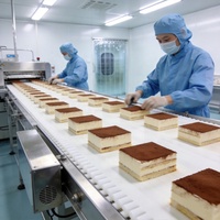 Ligne de production de gâteaux Tiramisu pour boulangerie et cuisine centrale, équipement automatique de superposition, de dépose, de congélation et de découpe