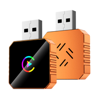 Adaptador CarPlay Inalámbrico 2 en 1 con Puerto USB, Personalizable de Fábrica, Conexión por Cable a CarPlay Inalámbrico, Plug-and-Play, Color Naranja