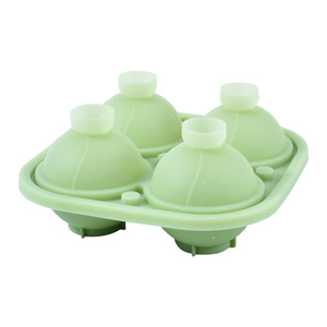 Moule à glaçons sphériques en silicone à 4 cavités avec couvercle pour whisky, cocktails et bourbon – Vente en gros, démoulage facile - Product Image 1