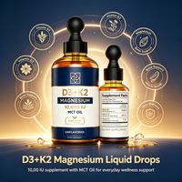 Gouttes liquides de Vitamine D3 K2 à marque privée pour la santé osseuse, Supplément D3+K2 (MK-7) haute puissance pour le soutien cardiaque et immunitaire OEM
