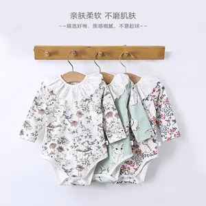 OEM Akzeptieren Blumen Baumwolle Stram pler Frühling Herbst Neugeborene Kleinkind Kleidung Baby Mädchen Bodysuit