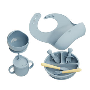 OEM/ODM BPA Free Silicone Feeding <strong>Set</strong> Children Tableware Bib Bowl Spoon Suction <strong>Baby</strong> Plate <strong>Set</strong> - Product Image 4