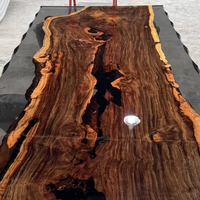 Ensemble de table à manger moderne en résine époxy personnalisable avec pieds en bois massif et en métal pour l'école, l'hôtel, la maison ou l'entrepôt