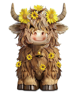 Statue <span class=keywords><strong>de</strong></span> veau nain <span class=keywords><strong>vache</strong></span> Highland ornement <span class=keywords><strong>de</strong></span> jardin en résine marron pour décor <span class=keywords><strong>de</strong></span> ferme Figurine d'art peinte en 3D pour plateau à plusieurs niveaux d'été - Product Image 5