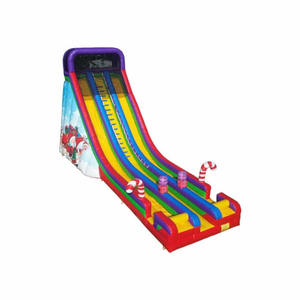 Diversión de <span class=keywords><strong>vacaciones</strong></span> a gran escala: tobogán gigante inflable de Navidad de doble carril con bastones de caramelo, renos y muñecos de nieve - Product Image 1