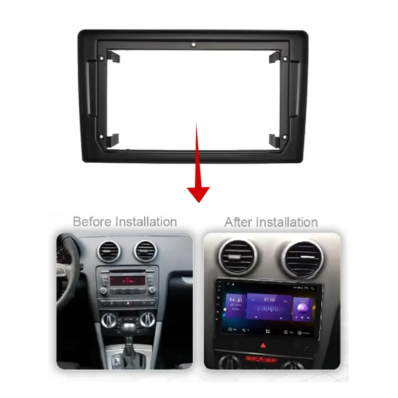 Aijia 9 inç araç DVD oynatıcı GPS 2 Din Audi A3 2008-2012 için ayrılabilir Panel Canbus kutusu güç kablosu ile araç ses Stereo çerçeve