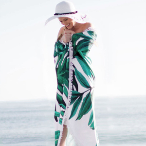 Toalla Playa De Microfibra Тропическое индивидуальное круглое пляжное полотенце с защитой от соболей 100% из микрофибры оптом - Product Image 4