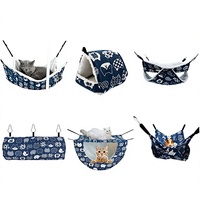 Hamac tunnel double couche pour petits animaux, lit douillet en polaire imprimé pour cochon d'Inde, hamster, furet, chat, lapin, perroquet et autres animaux