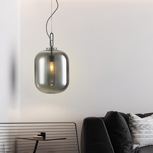 Mode lustre <span class=keywords><strong>suspension</strong></span> lampe globe fumée ambre <span class=keywords><strong>verre</strong></span> pendentif lumière pour restaurant ou café - Product Image 4