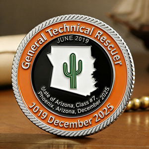 Moneda Conmemorativa <span class=keywords><strong>de</strong></span> <span class=keywords><strong>Rescate</strong></span> Técnico Personalizada al por Mayor <span class=keywords><strong>de</strong></span> Fábrica, Moneda <span class=keywords><strong>de</strong></span> Recuerdo Esmaltada con Diseño Gratuito y Logotipo Personalizado - Product Image 1