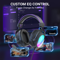 Casque de jeu FIFINE H16, son surround virtuel 7.1, casque supra-auriculaire pour joueurs avec éclairage RVB, casque avec micro ANC