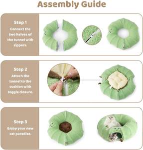 Tunnel de jeu de trou de chat Tunnel de jouet de cercle doux de chat mignon, avec le coussin rond lavable pour le lit d'intérieur de repaire de chat - Product Image 3