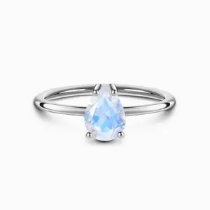 High Quality Custom Gold Plating Tear Drop Ring Gold Plated Moonstone Natural Jewelry Rings
