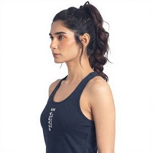 Pearia Industry Women's <b>Navy</b> Blue Scoop Neck Tank <b>Top</b> 100% Cotton Solid Casual Breathable Knitted Eco-Friendly Quick Dry - Product Image 3