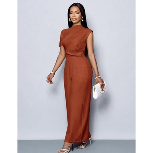 <span class=keywords><strong>Tuta</strong></span> Estiva Casual da Donna con Vita Alta, Pantaloni a Gamba Larga, Decorazione in <span class=keywords><strong>Pizzo</strong></span>, Impermeabile, Tinta Unita per Abbigliamento Urbano - Product Image 4