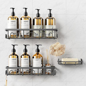Set di 3 Mensole Adesive per Doccia in Acciaio Inox, Organizer per Bagno con <span class=keywords><strong>Porta</strong></span> Sapone - Product Image 3