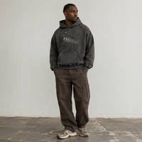 Fabricant ODM – Sweat à capuche pour homme 480 g/m² lourd, effet usé, motif plan architectural, vente en gros, logo personnalisé