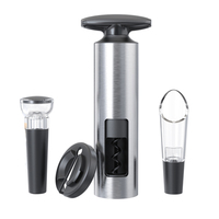 Kit complet d'outils pour le vin, ensemble de 4 pièces en acier inoxydable avec ouvre-bouteille, coupe-feuille, bouchon, verseur et étui