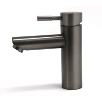 Robinet de lavabo à eau chaude et froide à montage sur pont gris mat brossé Robinet mitigeur de salle de bain en acier 304