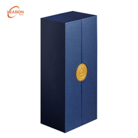 Boîte en carton rigide recyclé à double porte magnétique avec insert en mousse EVA pour coffrets cadeaux de bouteilles de vin rouge