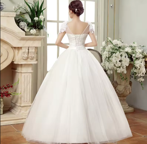 الربيع جديد حجم كبير فستان الزفاف عقدة ضئيلة والكتفين الدهون الدانتيل زهرة س الرقبة الإناث - Product Image 2