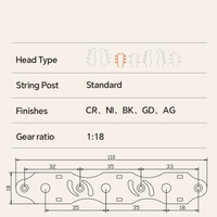 Mécaniques de guitare classique 3+3 en bronze antique avec boutons noirs, chevilles d'accordage pour guitare à cordes en nylon, pièces de rechange