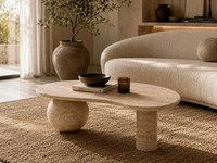 Table basse de luxe sur mesure en pierre naturelle YUSHI, table d'entrée à pieds géométriques uniques pour la décoration de villas et d'hôtels de style méditerranéen
