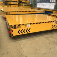 Chariot de transfert industriel robuste à batterie, guidé sur rail, à plateau plat, avec télécommande sans fil