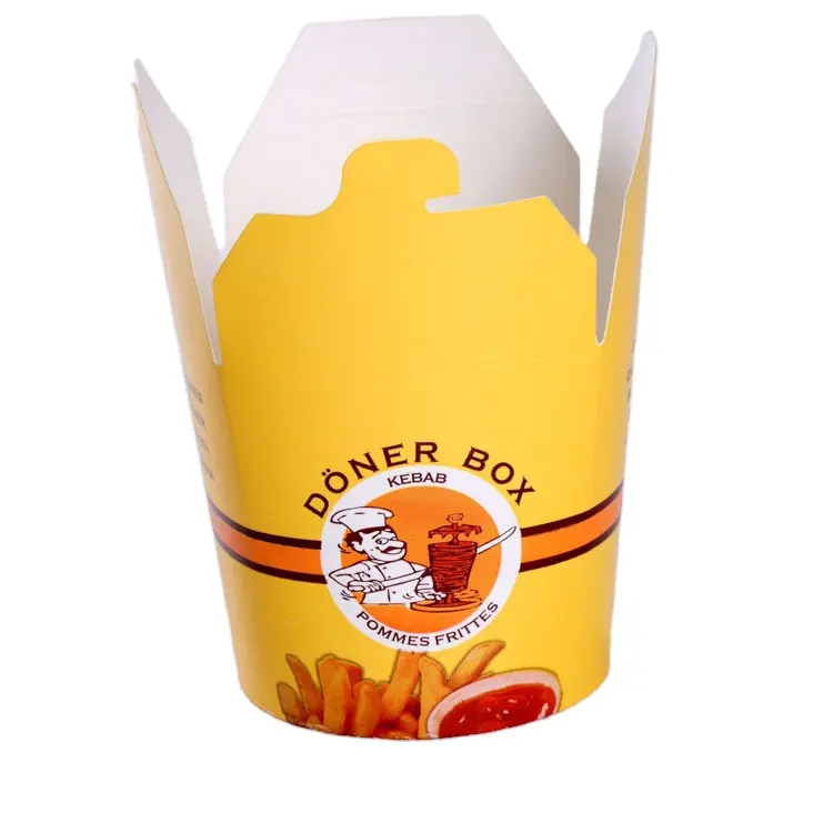 Nudel box Döner Box Kebab Papier box Kunden spezifischer Logo-Druck Biologisch abbaubar 14oz 16oz 26oz 32oz