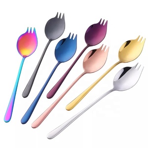 Flatware <span class=keywords><strong>Spaghetti</strong></span> salad món tráng miệng ngã ba muỗng thép không gỉ 2 trong 1 trái cây ngã ba cho cắm trại dã ngoại du lịch - Product Image 1