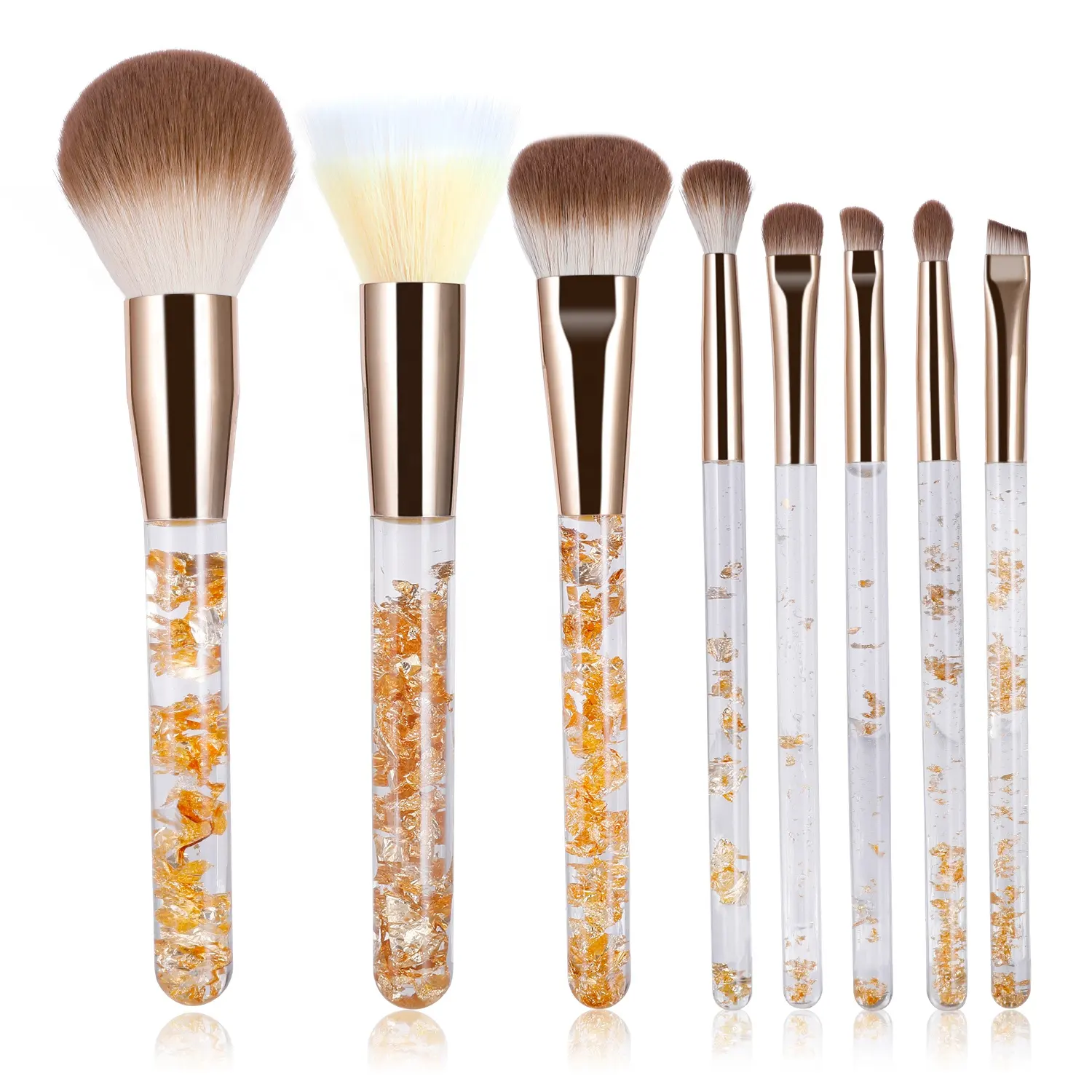 Vente en gros GRACEDO Kit de 8 pinceaux de maquillage cosmétiques transparents dorés Pinceaux de maquillage Private Label Set de pinceaux de maquillage de haute qualité