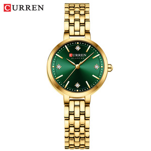 Montre à quartz dorée de luxe pour femmes 9106, bracelet en acier inoxydable, étanche 3 ATM - Product Image 5