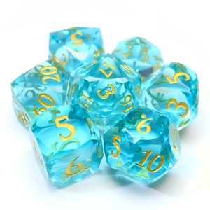 Ensemble <span class=keywords><strong>de</strong></span> dés à arêtes diamantées en résine, dés DND RPG bleu droit, fabricant <span class=keywords><strong>de</strong></span> dés personnalisés OEM, approvisionnement en gros - Product Image 1