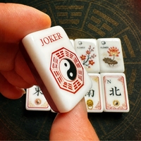 Ensemble de Mahjong Portable de Luxe Moderne en Acrylique, 160 Tuiles, Motifs Floraux Dragon et Phénix Chinois, pour 4 Joueurs, Soirée de Jeu en Famille