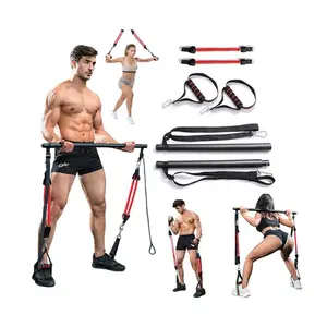 Set Pilates dengan tali resistensi, peralatan latihan rumah portabel untuk Gym latihan