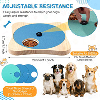 Papan Cakar Anjing Kayu Solid Berputar dengan Mangkuk Stainless Steel, Mainan Puzzle Pengisi Makanan Lambat, Pengayaan Interaktif untuk Anjing