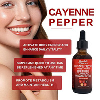 Vente chaude 2025 Complément liquide pour adultes à base de gouttes de piment de Cayenne, D3K2, poudre de racine de betterave, curcumine, complément énergétique 60ml pour la santé cardiaque
