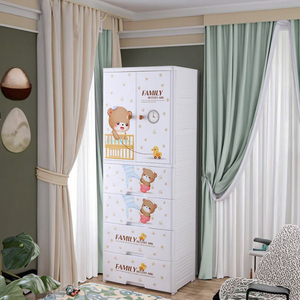 Design moderno bambino in plastica a 5 livelli armadio portaoggetti armadietto a <span class=keywords><strong>doppia</strong></span> porta con stile cartone animato per mobili camera da letto - Product Image 5