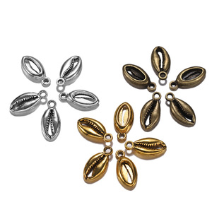 Oval <b>Shell</b> Pendant Zinc Alloy 17x8mm Antique Silver Gold Bronze For <b>Bracelet</b> Making Jewelry Findings - Product Image 1