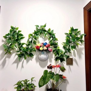 Artificial Pothos <b>Leaves</b> 200cm+ Silk Flower Vine <b>Decorative</b> <b>Wall</b> Hanging Greenery For Air Conditioner Pipe Concealment - Product Image 4
