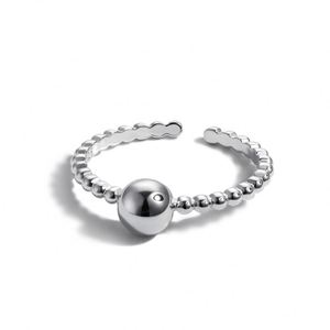 Dylam Metallic Style Luxury Wedding <b>Ring</b> Beaded S925 Silver Rhodium Plated <b>Adjustable</b> <b>Ring</b> Minimalist Design Jewelry - Product Image 1