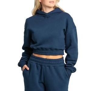 Wholesale Custom High Quality Women Clothing Cotton Blank Crop <b>Top</b> Sweatshirt Cropped Hoodie For Woman - Product Image 6
