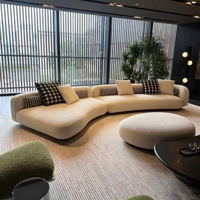 Canapé modulaire en tissu bouclé italien moderne avec ottoman pour salon de villa, mobilier haut de gamme pour la maison