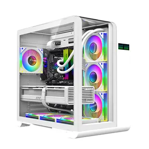New High-end Gaming PC Case 270 Full Vision Curved Tempered Glass Top Panel ATX PC Gaming Case 240mm Liquid Cooler Computer Case