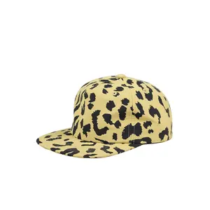 Wholesale custom 6 panels flat visor Leopard print child baby hat snapback cap